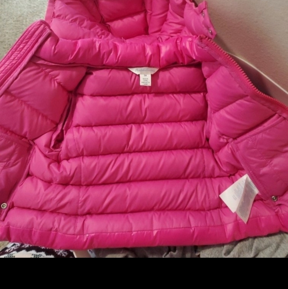NWOT Polo Ralph Lauren Babygirl Hot Pink Quilted Hood Puffer Down Jacket 9 Mos. - Picture 6 of 16